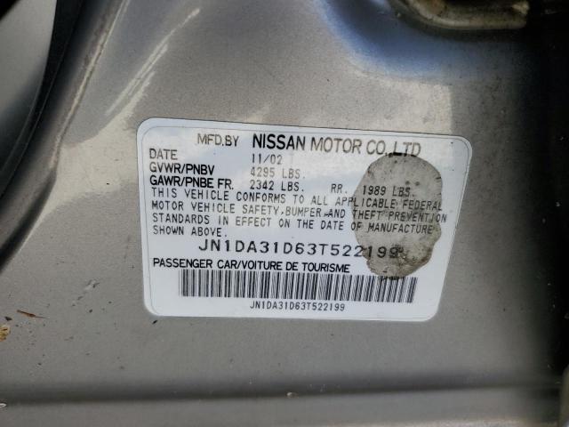 Photo 10 from auction – 2003 NISSAN MAXIMA GLE with VIN JN1DA31D63T522199