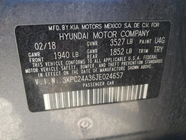 Photo 10 from auction – 2018 HYUNDAI ACCENT SE with VIN 3KPC24A36JE024657