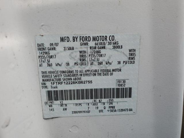 Photo 10 from auction – 2008 FORD F150 with VIN 1FTRF12228KB62755