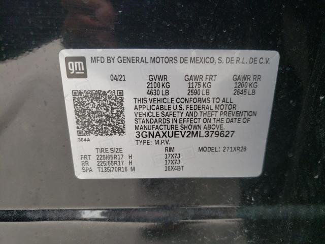 Photo 10 from auction – 2021 CHEVROLET EQUINOX LT with VIN 3GNAXUEV2ML379627