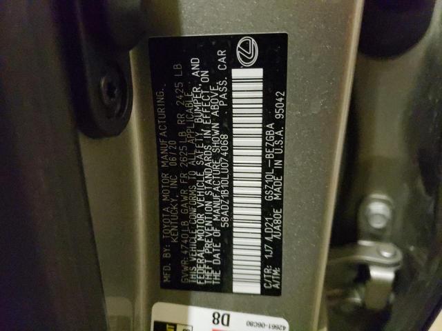 Photo 10 from auction – 2020 LEXUS ES 350 with VIN 58ADZ1B10LU074068