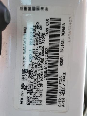 Photo 10 from auction – 2009 TOYOTA COROLLA BA with VIN 1NXBU40E89Z119321