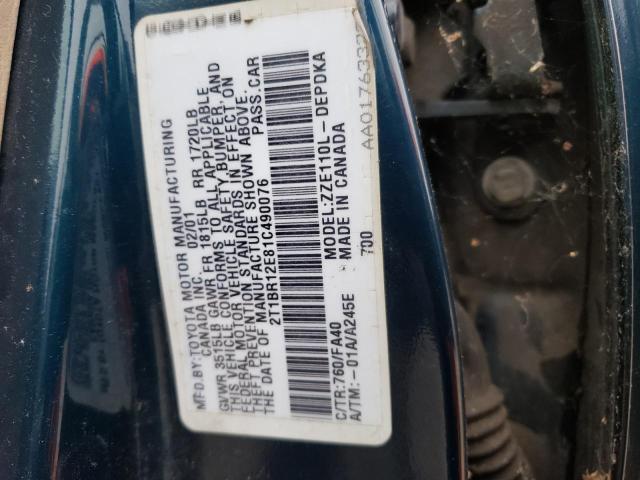 Photo 10 from auction – 2001 TOYOTA COROLLA CE with VIN 2T1BR12E81C490076
