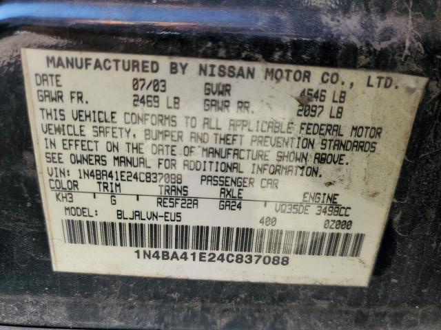 Photo 10 from auction – 2004 NISSAN MAXIMA SE with VIN 1N4BA41E24C837088