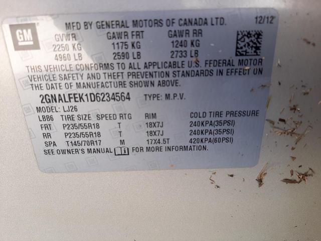 Photo 10 from auction – 2013 CHEVROLET EQUINOX LT with VIN 2GNALFEK1D6234564