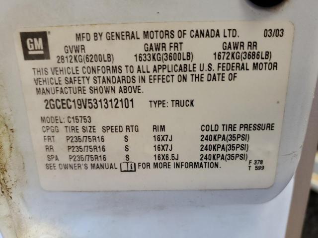 Photo 10 from auction – 2003 CHEVROLET silverado with VIN 2GCEC19V531312101