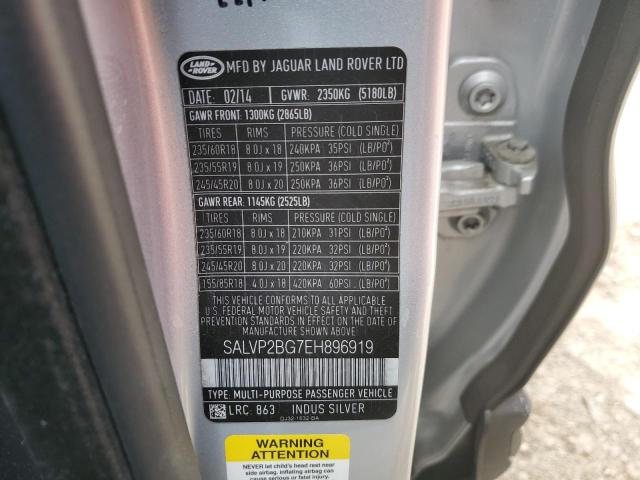 Photo 10 from auction – 2014 LAND ROVER RANGE ROVE with VIN SALVP2BG7EH896919