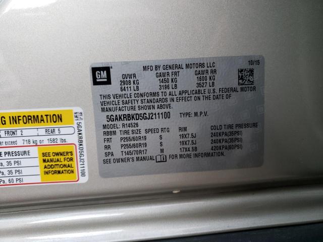 Photo 10 from auction – 2016 BUICK ENCLAVE with VIN 5GAKRBKD5GJ211100