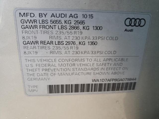 Photo 10 from auction – 2016 AUDI Q5 PREMIUM with VIN WA1D7AFP8GA079844
