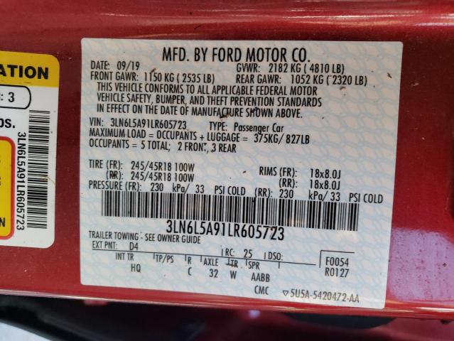 Photo 10 from auction – 2020 LINCOLN MKZ with VIN 3LN6L5A91LR605723