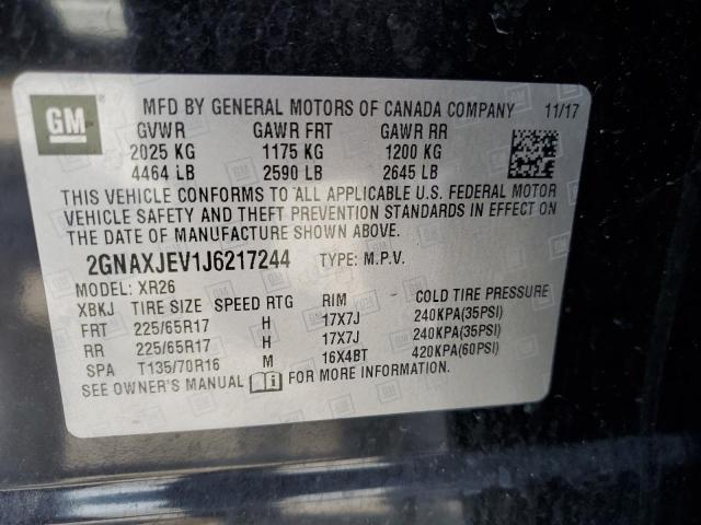 Photo 10 from auction – 2018 CHEVROLET EQUINOX LT with VIN 2GNAXJEV1J6217244