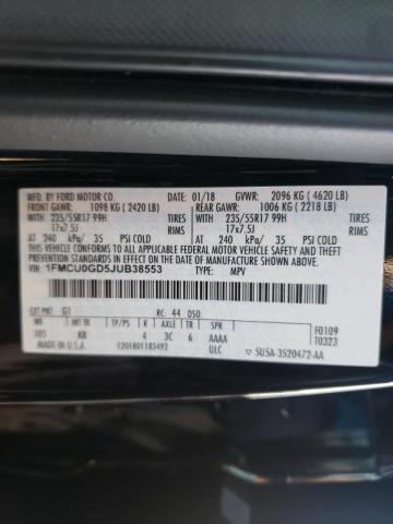 Photo 10 from auction – 2018 FORD ESCAPE SE with VIN 1FMCU0GD5JUB38553