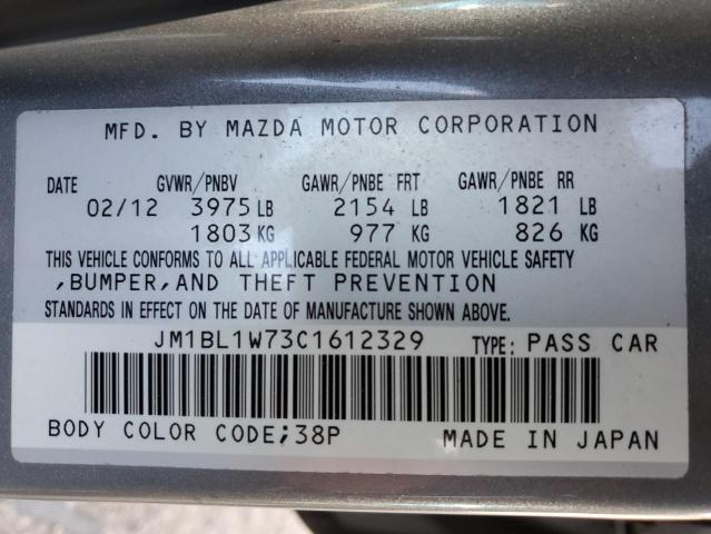 Photo 10 from auction – 2012 MAZDA 3 I with VIN JM1BL1W73C1612329