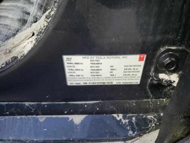 Photo 10 from auction – 2015 TESLA MODEL S with VIN 5YJSA1E25FF110235