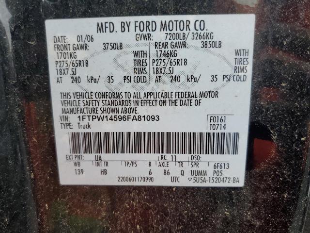 Photo 10 from auction – 2006 FORD F150 SUPER with VIN 1FTPW14596FA81093