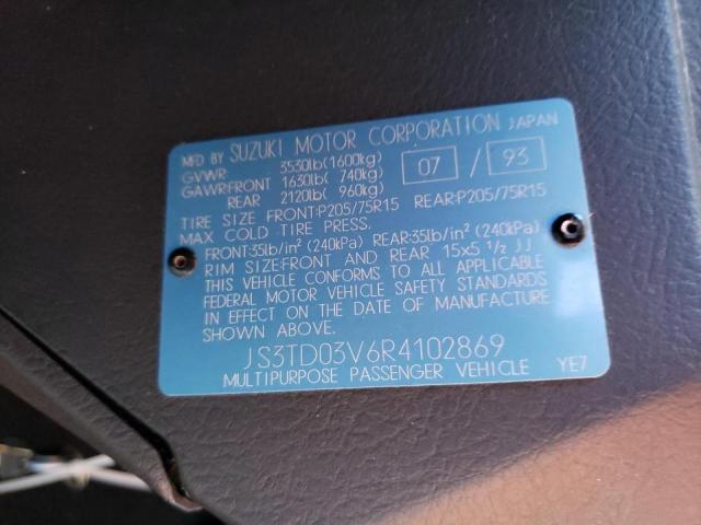 Photo 10 from auction – 1994 SUZUKI SIDEKICK J with VIN JS3TD03V6R4102869