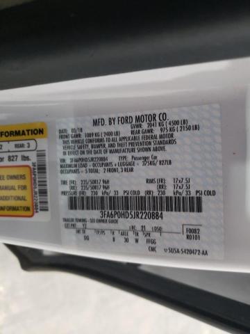 Photo 10 from auction – 2018 FORD FUSION SE with VIN 3FA6P0HD5JR220884