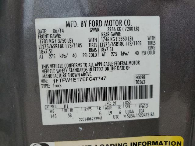Photo 10 from auction – 2014 FORD F150 SUPER with VIN 1FTFW1ET7EFC47747