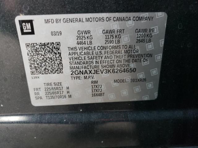 Photo 10 from auction – 2019 CHEVROLET EQUINOX LT with VIN 2GNAXJEV3K6264650