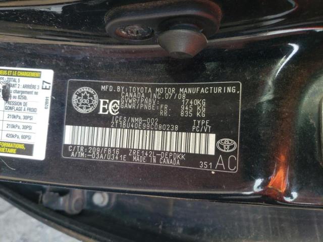Photo 10 from auction – 2009 TOYOTA COROLLA BA with VIN 2T1BU40E99C080238
