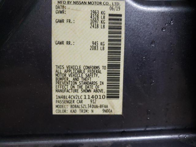 Photo 10 from auction – 2020 NISSAN ALTIMA SR with VIN 1N4BL4CV2LC114010