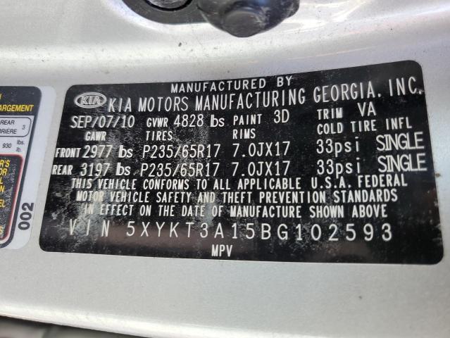Photo 10 from auction – 2011 KIA SORENTO BA with VIN 5XYKT3A15BG102593