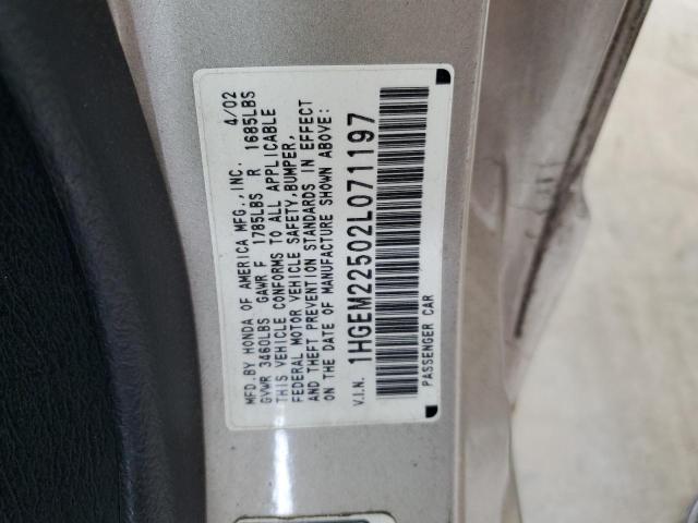 Photo 10 from auction – 2002 HONDA CIVIC LX with VIN 1HGEM22502L071197