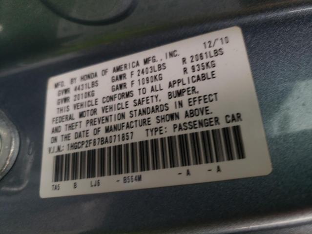 Photo 10 from auction – 2011 HONDA ACCORD EXL with VIN 1HGCP2F87BA071857