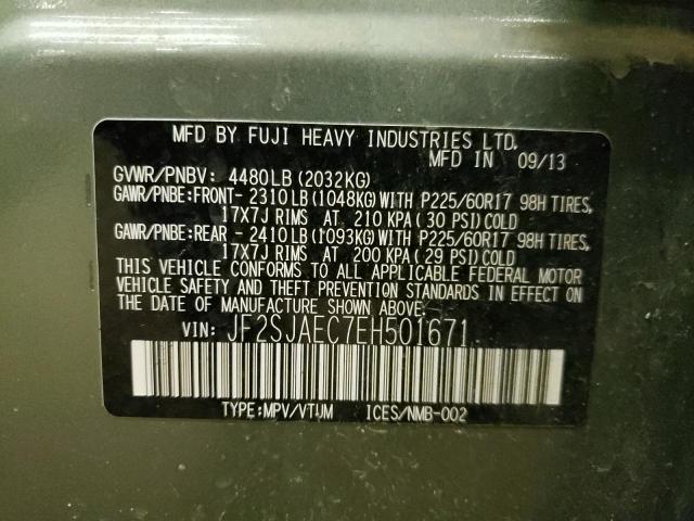 Photo 10 from auction – 2014 SUBARU FORESTER 2 with VIN JF2SJAEC7EH501671