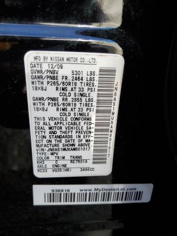 Photo 10 from auction – 2010 INFINITI FX35 with VIN JN8AS1MUXAM801017