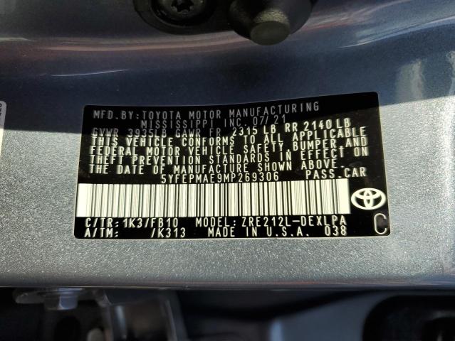 Photo 10 from auction – 2021 TOYOTA COROLLA LE with VIN 5YFEPMAE9MP269306