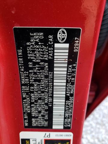 Photo 10 from auction – 2012 TOYOTA CAMRY BASE with VIN 4T1BF1FK6CU617062