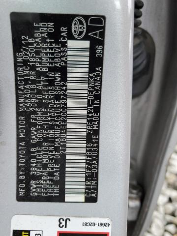 Photo 10 from auction – 2012 TOYOTA COROLLA BA with VIN 2T1BU4EE2CC797242