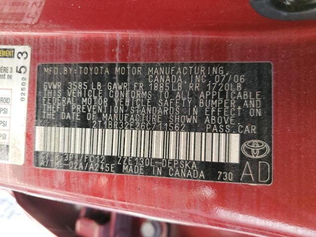 Photo 10 from auction – 2006 TOYOTA COROLLA CE with VIN 2T1BR32E26C711562