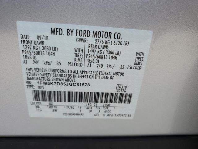 Photo 10 from auction – 2018 FORD EXPLORER X with VIN 1FM5K7D85JGC81578
