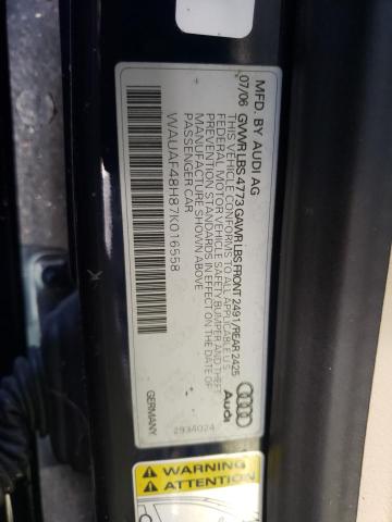 صورة رقم 10 من المزاد - 2007 AUDI A4 2.0T CA مع VIN WAUAF48H87K016558