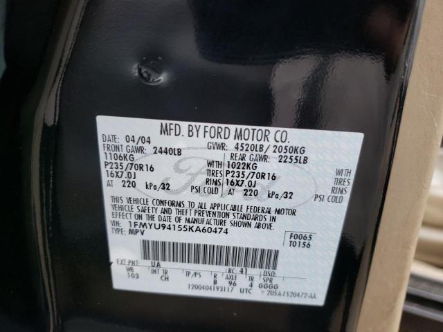 Photo 10 from auction – 2005 FORD ESCAPE LIM with VIN 1FMYU94155KA60474