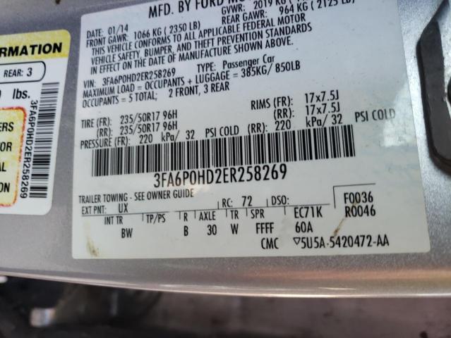 Photo 10 from auction – 2014 FORD FUSION SE with VIN 3FA6P0HD2ER258269