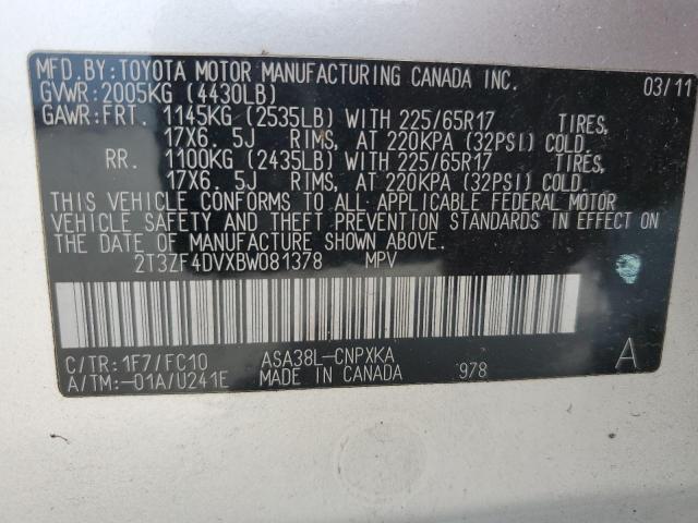 Photo 10 from auction – 2011 TOYOTA RAV4 with VIN 2T3ZF4DVXBW081378
