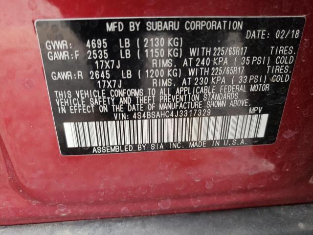 Foto 10 de la subasta – 2018 SUBARU OUTBACK 2. con VIN 4S4BSAHC4J3317329