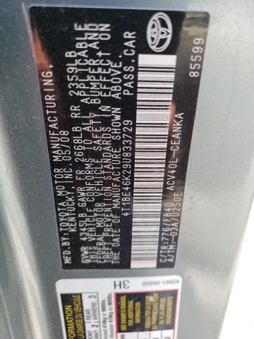 Photo 10 from auction – 2009 TOYOTA CAMRY BASE with VIN 4T1BE46K29U833729