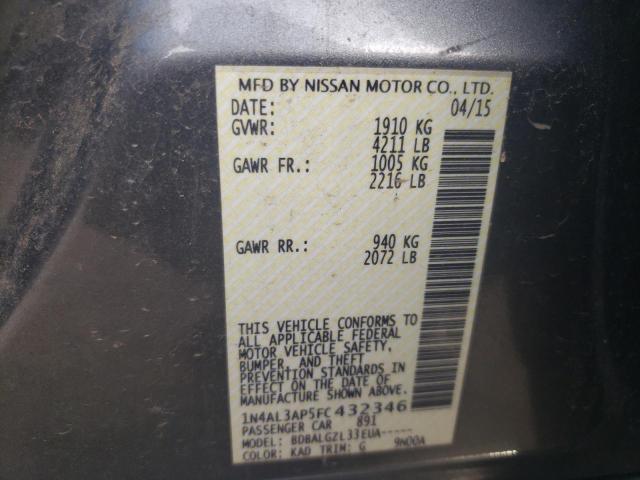 Photo 10 from auction – 2015 NISSAN ALTIMA 2.5 with VIN 1N4AL3AP5FC432346