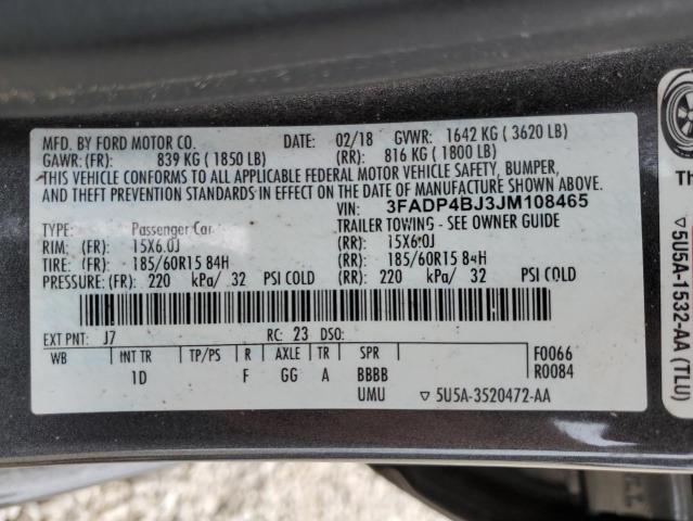 Photo 10 from auction – 2018 FORD FIESTA SE with VIN 3FADP4BJ3JM108465