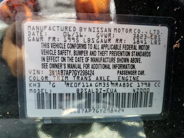 Photo 10 from auction – 2016 NISSAN SENTRA S with VIN 3N1AB7AP7GY298424