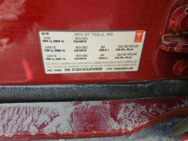 Photo 10 from auction – 2018 TESLA MODEL S with VIN 5YJSA1E24JF249569