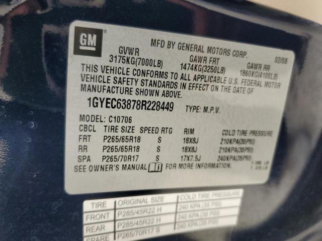 Photo 10 from auction – 2008 CADILLAC ESCALADE L with VIN 1GYEC63878R228449
