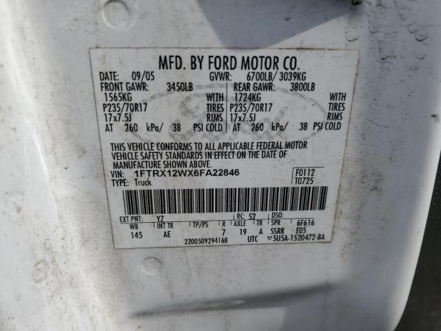 Photo 10 from auction – 2006 FORD F150 with VIN 1FTRX12WX6FA22846
