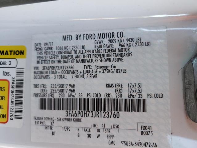 Photo 10 from auction – 2018 FORD FUSION SE with VIN 3FA6P0H73JR123760