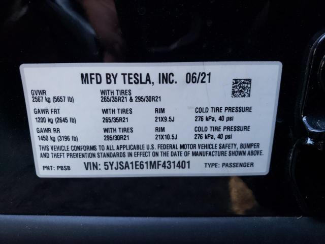 Photo 10 from auction – 2016 TESLA MODEL S with VIN 5YJSA1E61MF431401