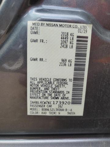 Photo 10 from auction – 2019 NISSAN ALTIMA SR with VIN 1N4BL4CW7KC173920